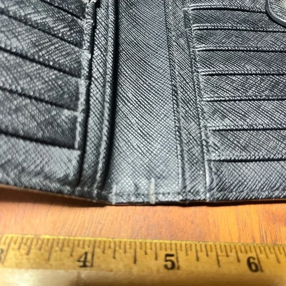 💃 Kate Spade NY Floral Slim Wallet Black Blue Floral Snap A21 - Picture 7 of 11